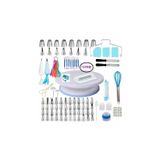 Conjunto De Ferramentas Para Bolos, 128 Peças, Mesa Giratória, Plástico, Aço Inoxidável