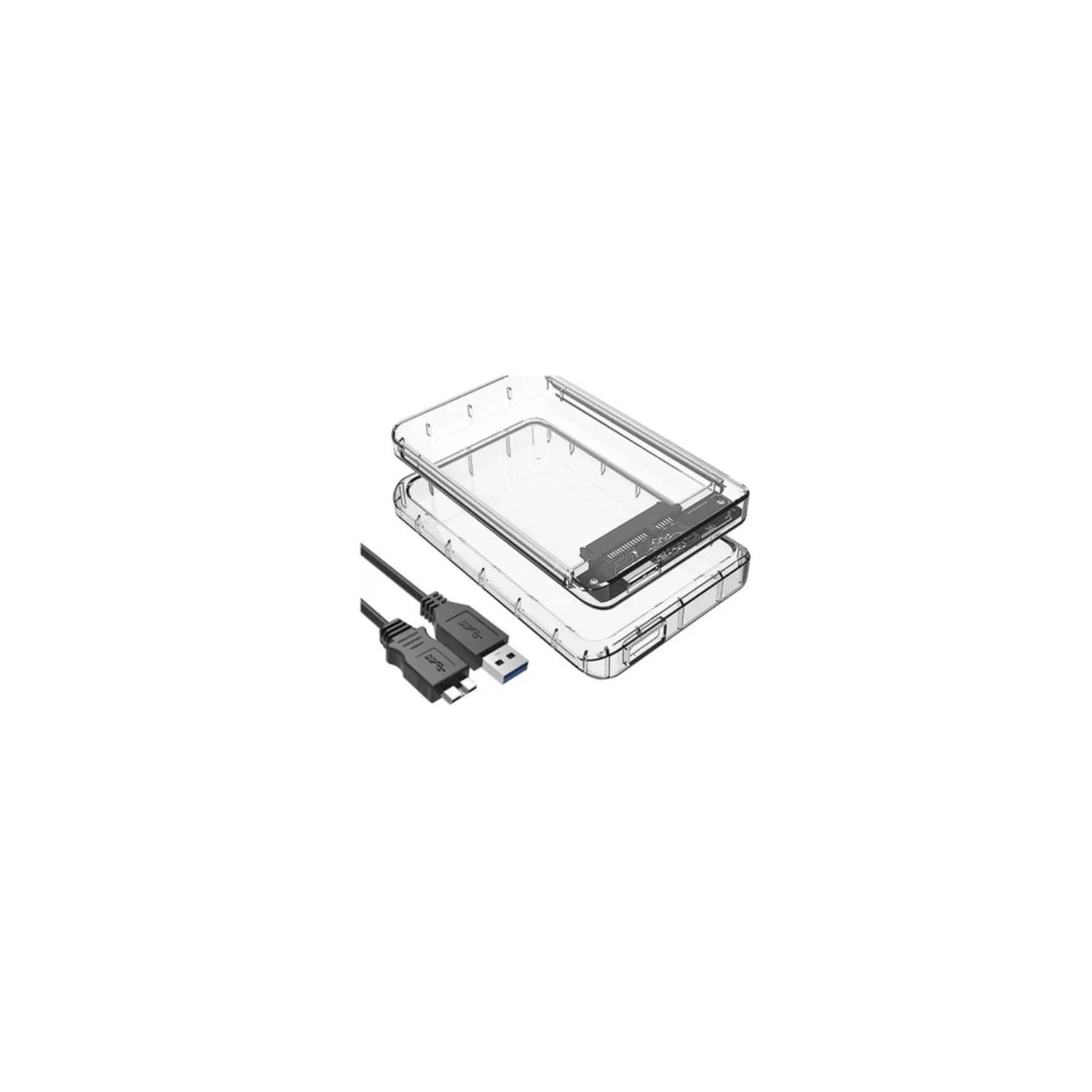Caixa Para Hdd/ssd Sata De 2,5 Polegadas Usb 3.0 Transparente