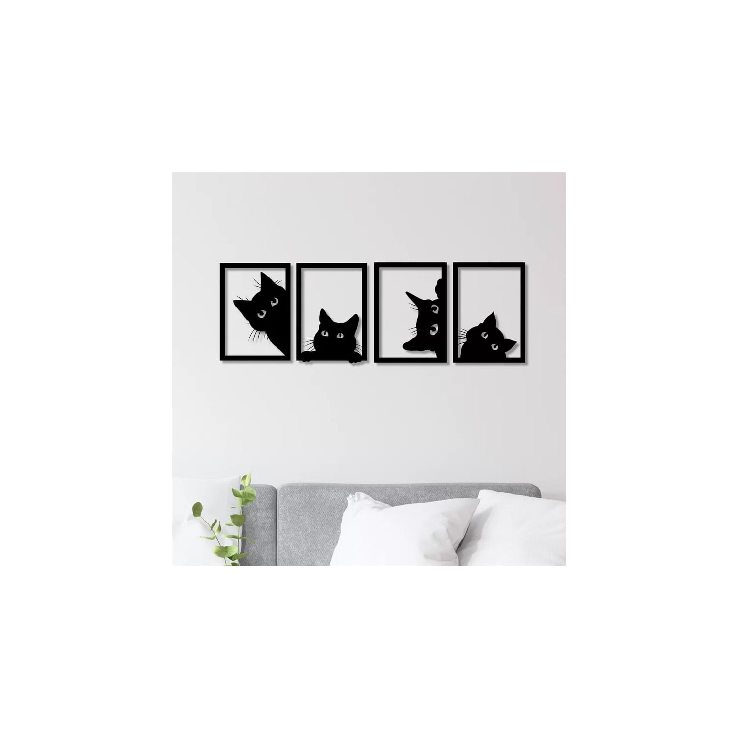 Pintura Decorativa: Curious Cats, Conjunto De 4 23cm X 35cm