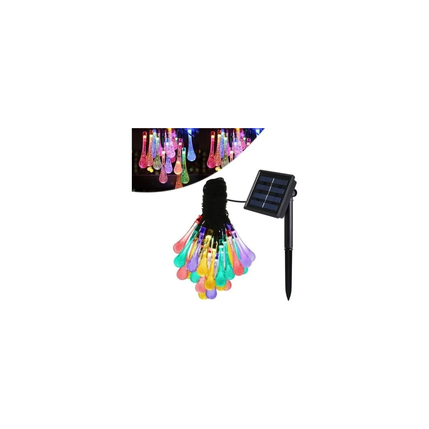 Luzes Solares De Natal Garland De 6 Metros Com 100 Led Multicolor