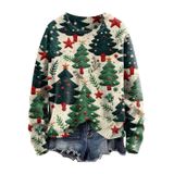Moletom Wzdszle Christmas Tree Feminino Pulôver De Natal 2024
