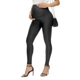 Leggings De Maternidade Hofish De Couro Sintético De Cintura Alta Pretas
