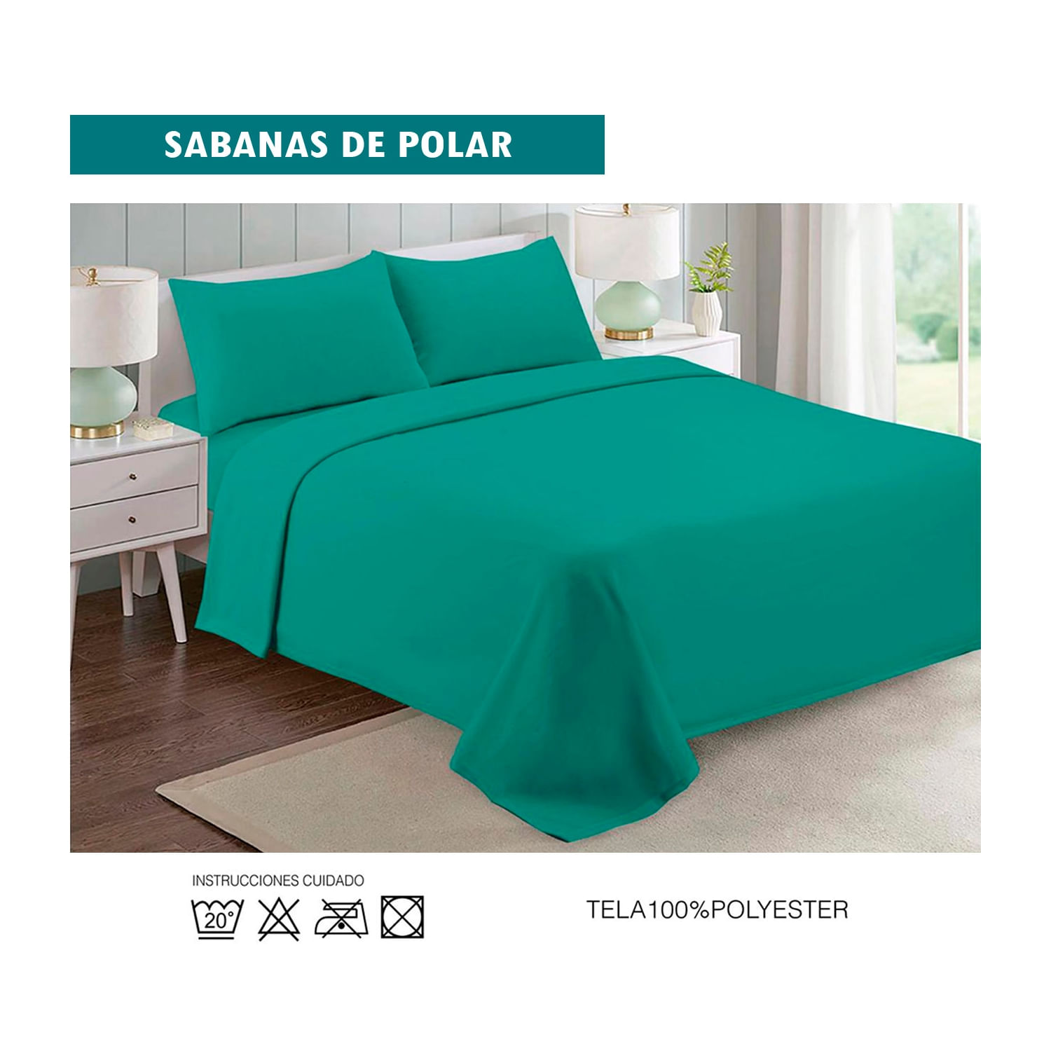 Conjunto De Lençóis De Lã Autumn Wi Turquoise King Size (180x200cm)