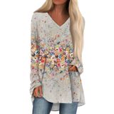 Camisa De Manga Comprida Cotecram Com Decote Em V, Túnica, Camiseta Solta Feminina