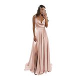 Vestido De Baile Monvelli, Gola Alta, Cetim, Linha A E Bolsos Rosa