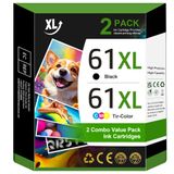 Cartucho De Tinta Eulyxit 61xl Preto E Colorido Para Impressora Hp 61