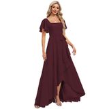 Vestido De Dama De Honra Monvelli Flowy Chiffon Empire Waist Borgonha