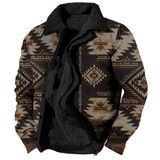 Jaqueta Zocavia Western Aztec Fleece Para Homens, Outono E Inverno, 3xl