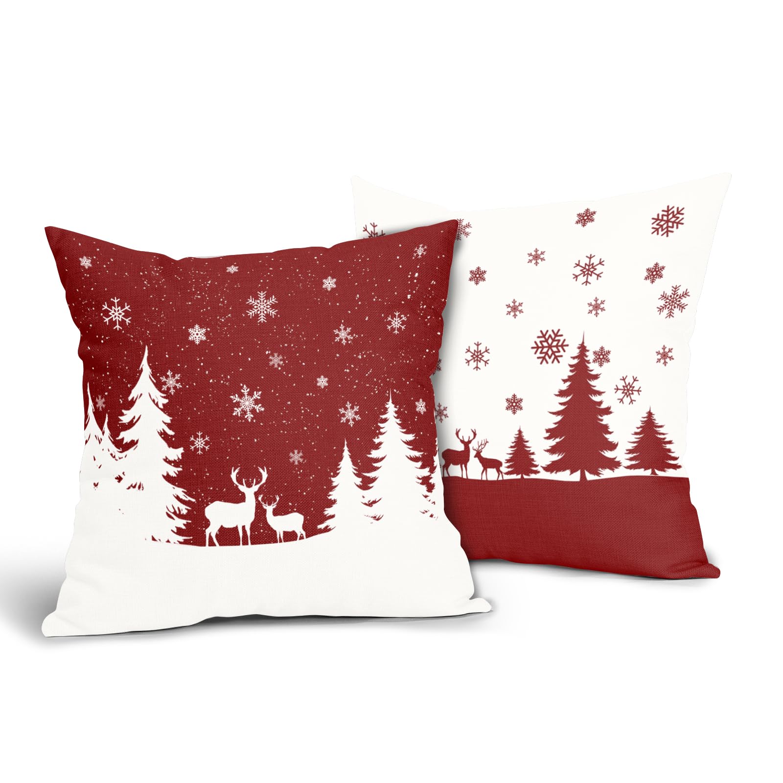 Capas De Travesseiro Barneova Red Winter Christmas 60x60cm (pacote Com 2)