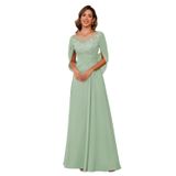 Vestido Rumuguya Mother Of The Bride Lace A Line Chiffon Dusty Sage