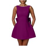 Vestido Sevintage Modest Homecoming De Cetim Com Laço Vintage Dos Anos 60