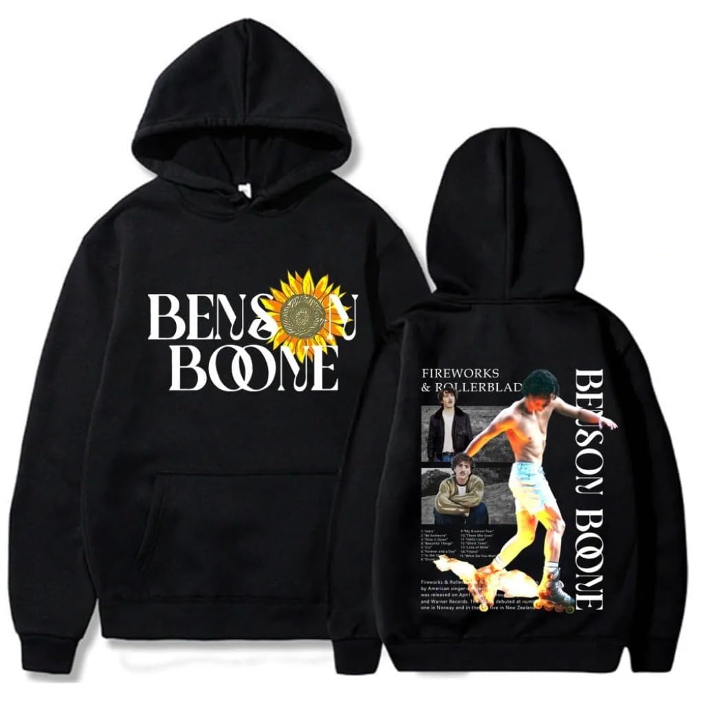 Moletom Bawhocos Benson Boone Merch Hoodie World Tour Fashion Pulôver Com Capuz, Roupas Para Fãs, Roupas Para Mulheres E Homens (xs, Preto, Gg)