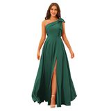 Vestido De Dama De Honra Bitaly One Shoulder Satin Peacock 24w