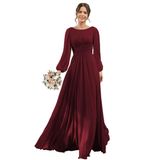 Vestido De Dama De Honra Yoff Com Gola Redonda, Chiffon, Tamanho Grande