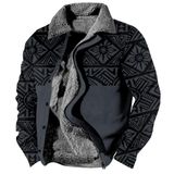 Jaqueta Zocavia Western Aztec Fleece Para Homens, Outono, Inverno, Cinza, S