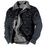Jaqueta Zocavia Western Aztec Fleece Para Homens Outono Inverno Navy L
