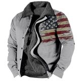 Jaqueta Zocavia Western Aztec Fleece Para Homens Outono Inverno Cinza M