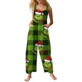 Macacão Namtyqx Christmas Loose Fit, Linho, Perna Larga, Preto