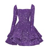 Vestido De Boas-vindas Yoff, Gola Redonda, Glitter, Lantejoulas, Roxo 18