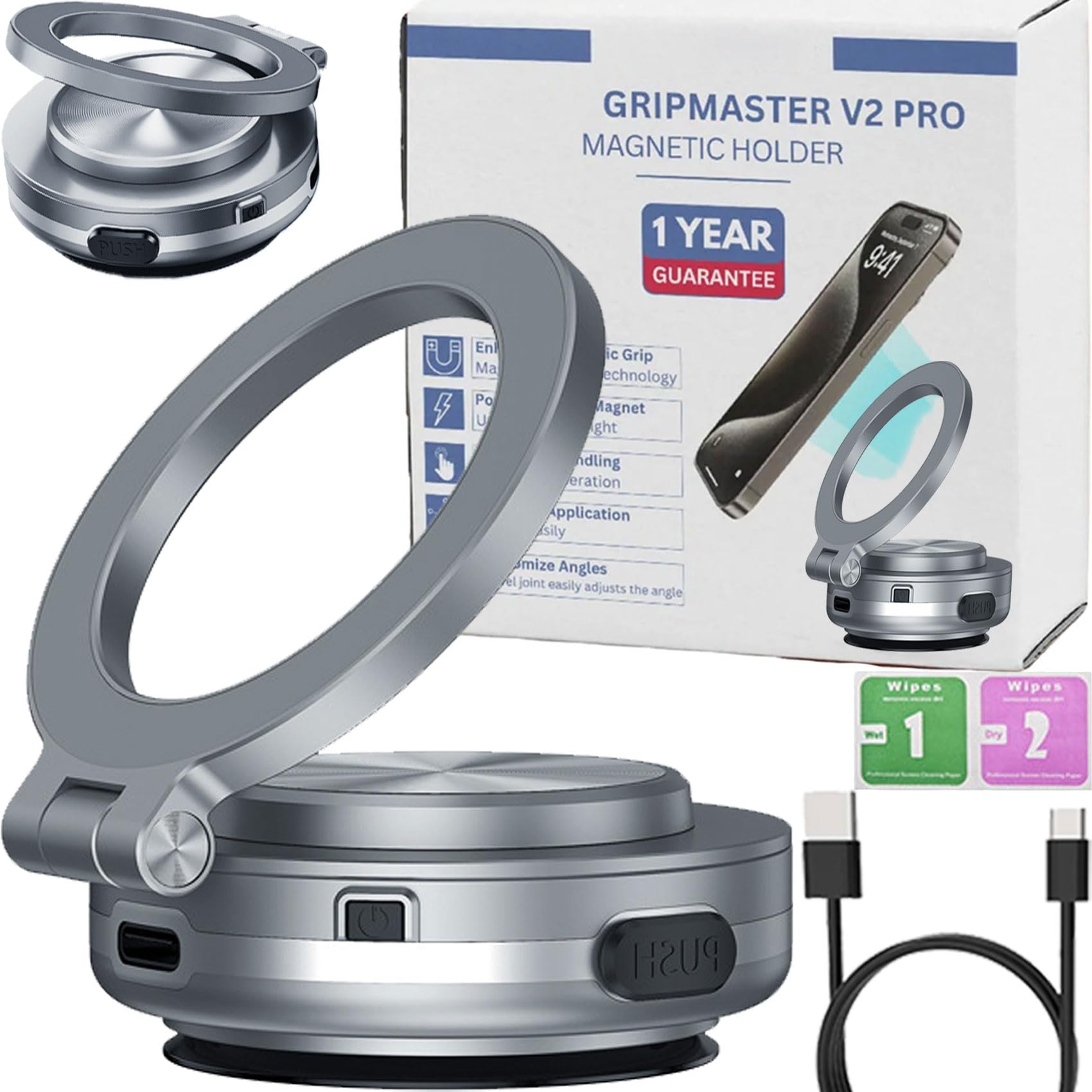 Suporte De Telefone Olosdf 360 Magnetic Car Phone Mount Silver