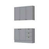 Cozinha Modulada 2 Peças 5 Portas 3 Gavetas Com Tampo Henn Americana