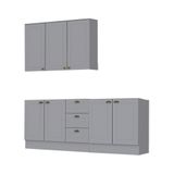 Cozinha Modulada 3 Peças 7 Portas 3 Gavetas Com Tampo Henn Americana