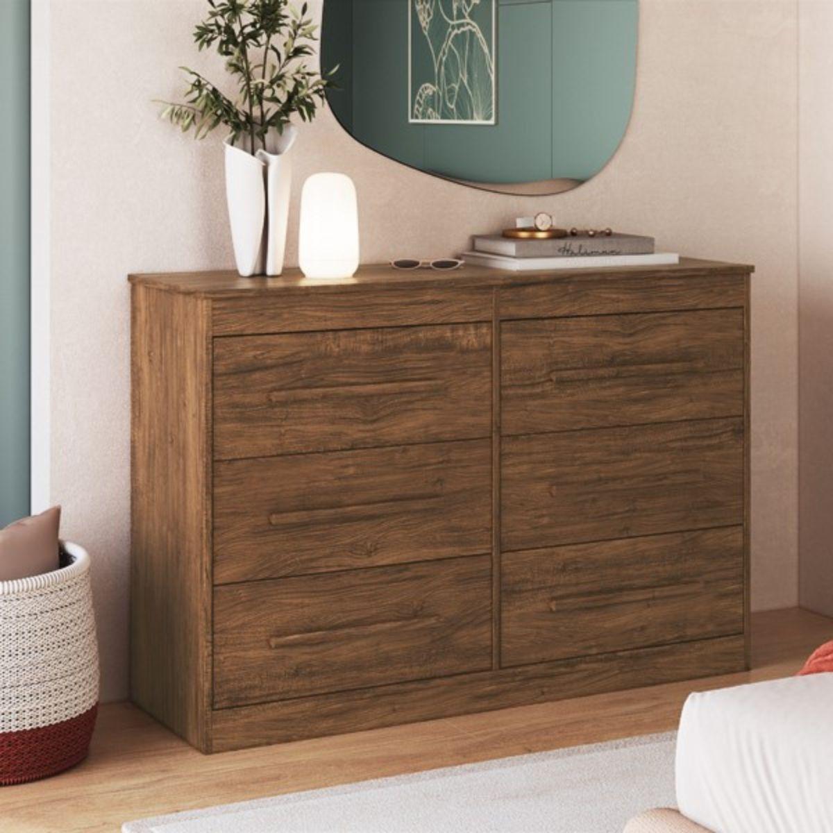 Cômoda Com 6 Gavetas 121cm Multimóveis Cr35263 Castanho