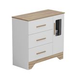 Cômoda Infantil Popy Retrô Peroba Branco Carvalho 100% Mdf Branco-carvalho