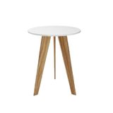 Mesinha Lateral Retrô Peroba Branco Com Amêndoa Em 100% Mdf Branco-amendoa