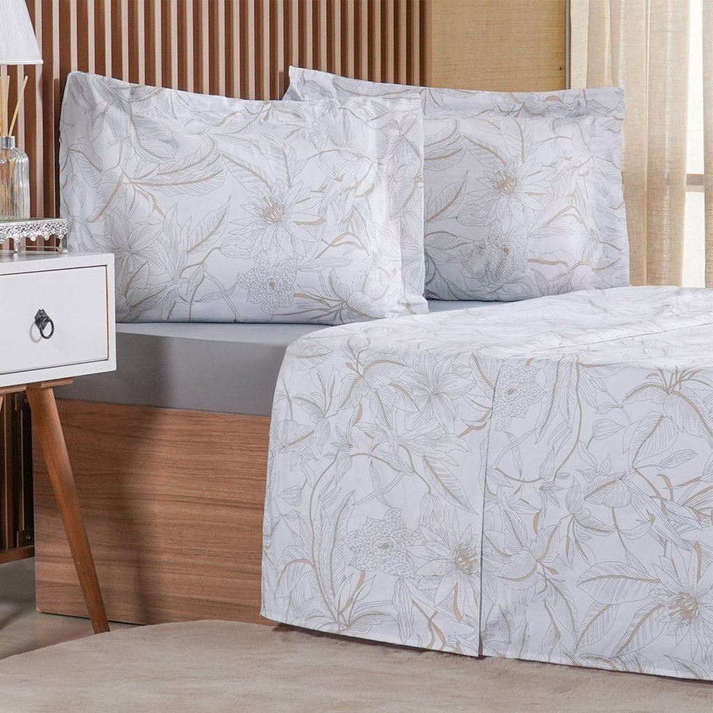 Jogo De Cama Casal 4 Pçs 200 Fios 100% Algodão 140x190x35cm Dessin