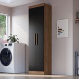 Armário Multiuso De Lavanderia 2 Portas Multimóveis Cr35264 Castanho/preto
