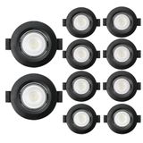 10 Spot De Led Embutir Par20 Redondo 8w Preto Bivolt 3000k