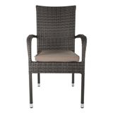 Cadeira De Aluminio Rattan Marrom 95x55x95 Cm