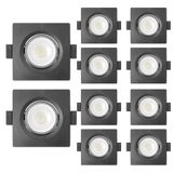 10 Spot De Led Embutir Mr11 Quadrado 3w Preto Bivolt 6500k