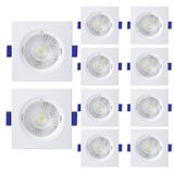 10 Spot De Led Embutir Mr16 Quadrado 6w Bivolt 6500k Frio