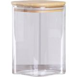 Pote De Vidro Com Tampa De Bambu Quadrado 1l 15,5x10cm