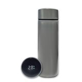 Garrafa Térmica Aço Inox Com Termômetro Digital Led 500ml Cinza