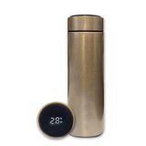 Garrafa Térmica Aço Inox Com Termômetro Digital Led 500ml Dourado