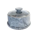 Boleira E Queijeira Em Pedra Sabão Tampa De Vidro G 13x22cm