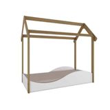 Mini Cama Montessoriana Uli Peroba Branco -carvalho Infantil Branco-carvalho