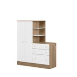 Guarda Roupa Com Comoda Infantil Lecco Carvalho Rustico Branco