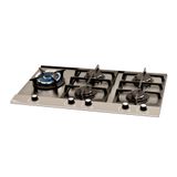 Cooktop A Gas Fischer 5q, Tripla Chama Platinium Prime Com Trempe De Ferro Fundido Mesa Aço - Bivolt