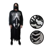 Fantasia Halloween Senhor Sinistro Esqueleto Com Capuz