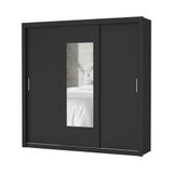 Guarda Roupa Roupeiro Clarice 3 Portas De Correr Com Espelho Central 4 Gavetas Carioca Preto