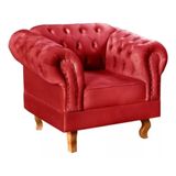 Poltrona Chesterfield Dom Pedro Vintage Retrô Capitonê Suede Vermelho