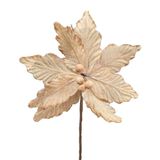 Flor Decorativa Poinsetia Trabalhada Ouro 20cm - 1 Unidade