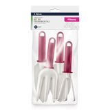 Kit Ferramentas De Jardim Plástico Bordô-branco Jardinar Atlas 4 Peças