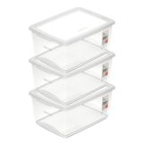 Kit Caixa Organizadora Plástica Cristal 7,5l Ordene 3 Unidades