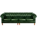 Sofá Chesterfield 4 Lugares Dom Pedro Vintage Retrô Capitonê Couro Verde
