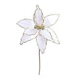 Flor Decorativa Poinsetia Branco Ouro 30cm - 1 Unidade